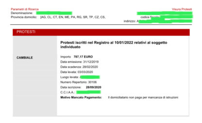 ESEMPIO PROTESTO ISCRITTO