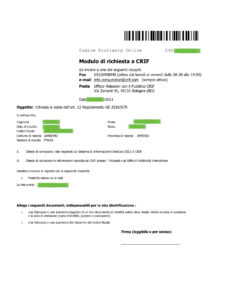 CRIF ESEMPIO MODULO