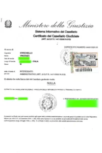 CERTIFICATO CASELLARIO GIUDIZIALE GENERALE PENALE CIVILE ESEMPIO