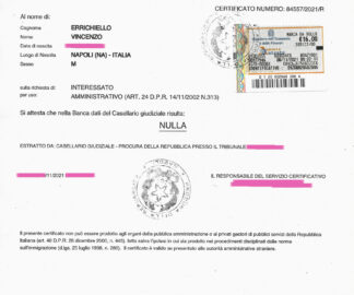 PRENOTAZIONE CASELLARIO GIUDIZIALE GENERALE