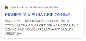 RICHIESTA VISURA CRIF ONLINE