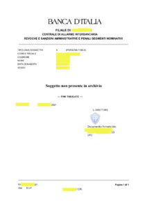 VISURA CAI BANCA D'ITALIA