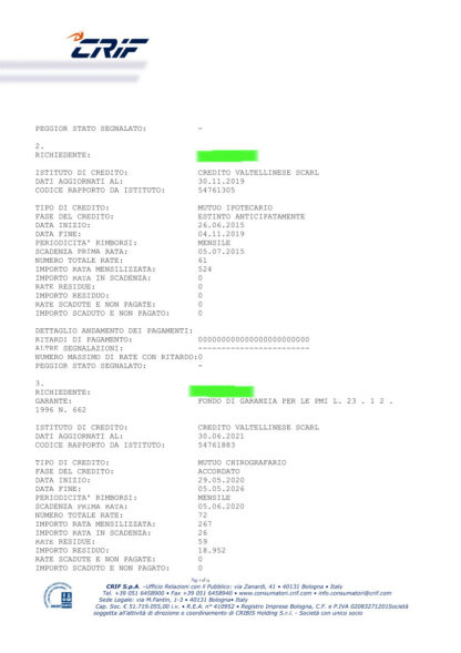 ESEMPIO VISURA CRIF