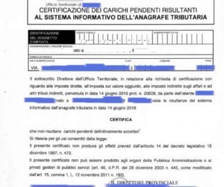 ESEMPIO CASELLARIO AGENZIA DELLE ENTRATE